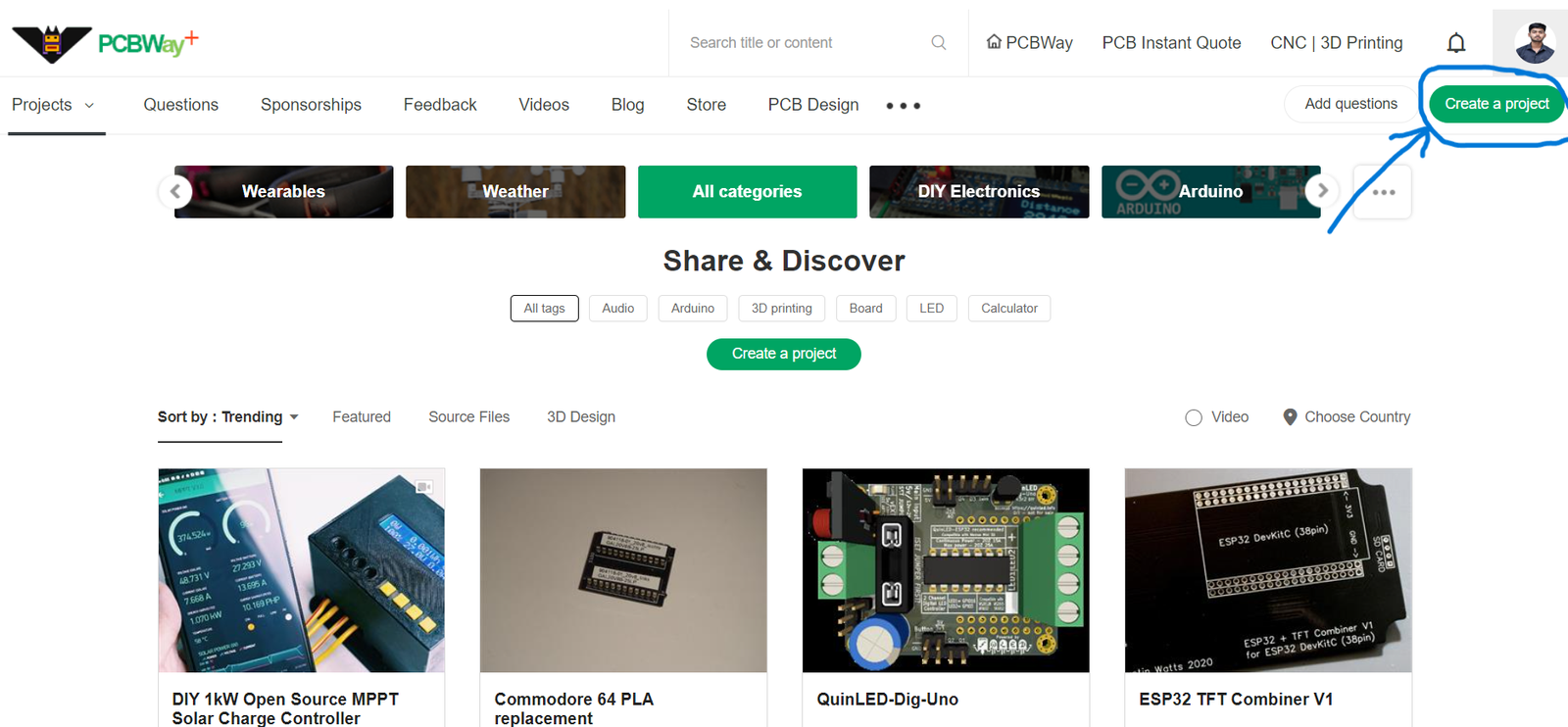 Create a Project on PCBWay