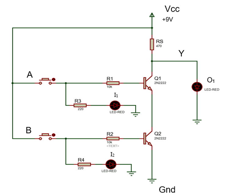 Circuit Diagram of NAND Gate using Transistors