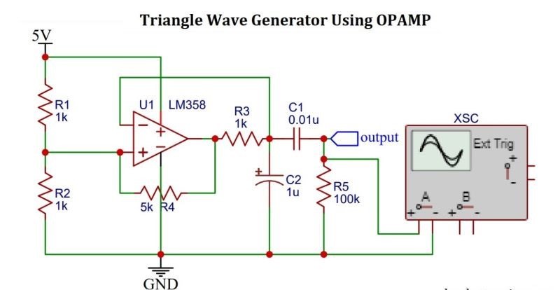 Circuit Diagram of triangle wave generator