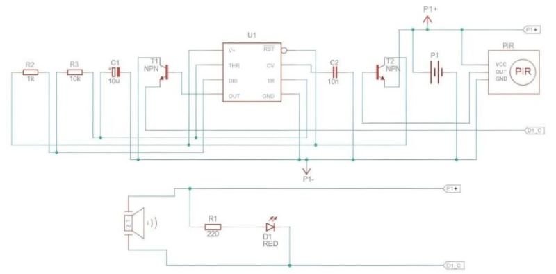 PIR Motion Sensor Circuit Diagram 555 Timer