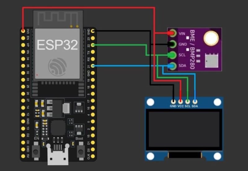 Interfacing BME280 with OLED and ESP32