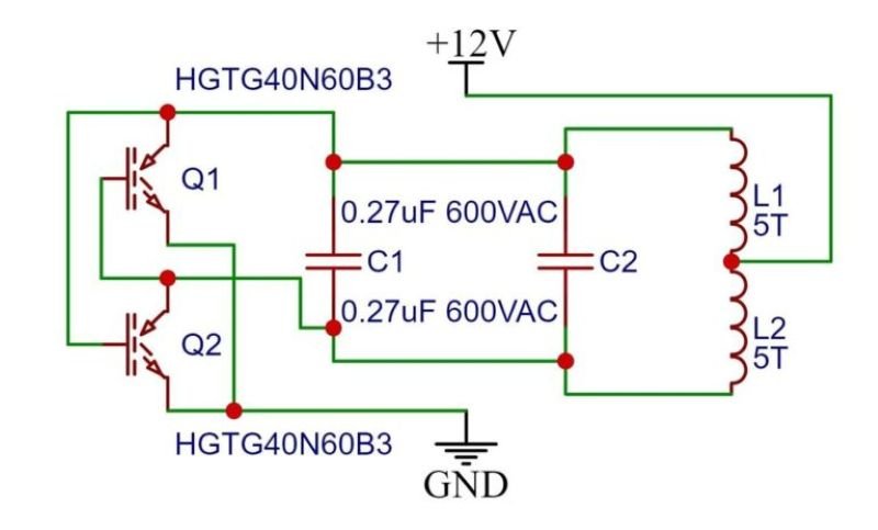 Circuit diagram of IGBT induction heater