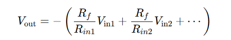 inverted sum of the weighted input signals